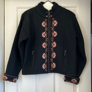 Vintage Icelandic Design black wool jacket size M